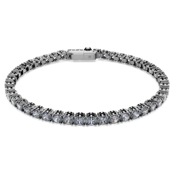 Matrix Tennis bracelet Round cut, Gray, Ruthenium plated - Image 2