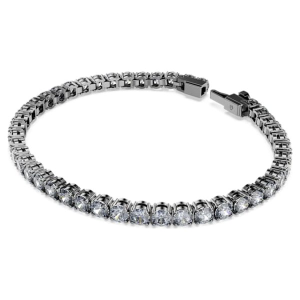 Matrix Tennis bracelet Round cut, Gray, Ruthenium plated - Image 3