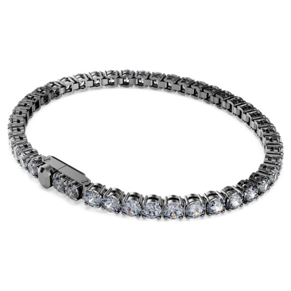 Matrix Tennis bracelet Round cut, Gray, Ruthenium plated - Image 5
