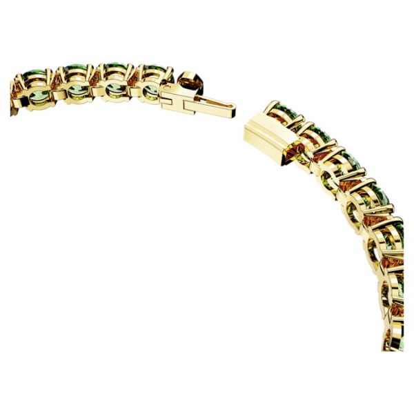 Matrix Tennis bracelet Round cut, Green, Gold-tone plated - Image 4