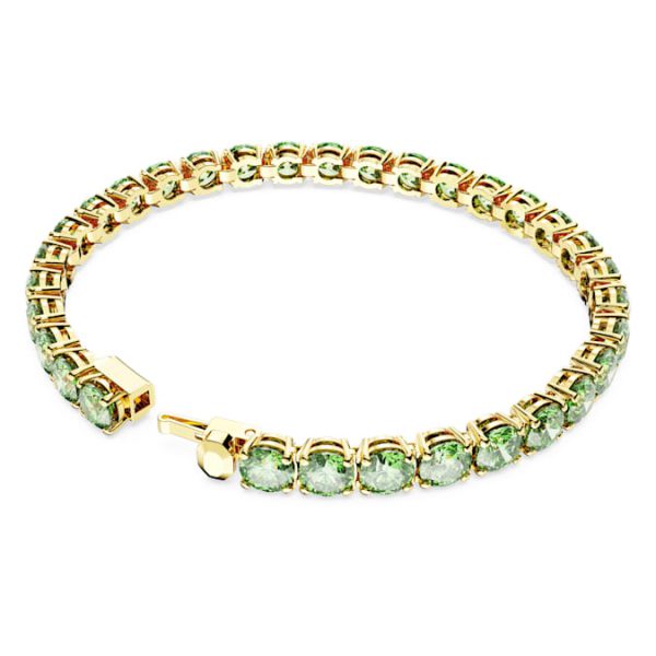 Matrix Tennis bracelet Round cut, Green, Gold-tone plated - Image 5