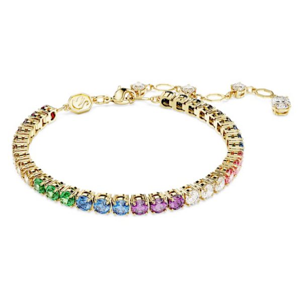 Matrix Tennis bracelet Round cut, Multicolored, Gold-tone plated - Image 2