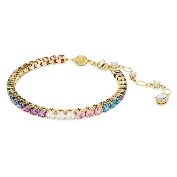 Matrix Tennis bracelet Round cut, Multicolored, Gold-tone plated - Image 3