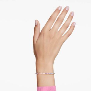 Matrix Tennis bracelet Round cut, Multicolored, Gold-tone plated