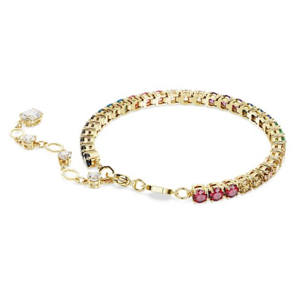 Matrix Tennis bracelet Round cut, Multicolored, Gold-tone plated - Image 5