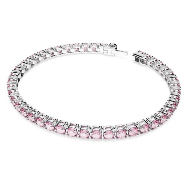 Matrix Tennis bracelet Round cut, Pink, Rhodium plated - Image 3
