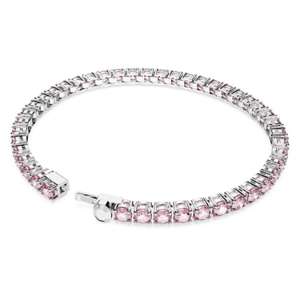 Matrix Tennis bracelet Round cut, Pink, Rhodium plated - Image 5