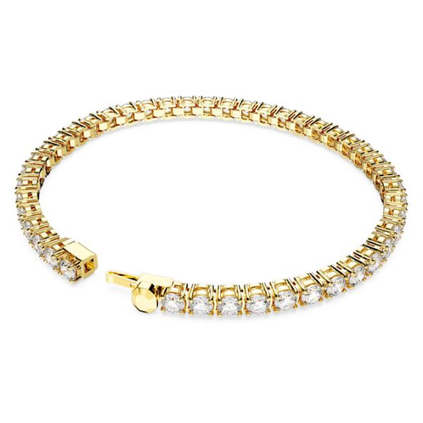 Matrix Tennis bracelet Round cut, White, Gold-tone plated - Image 5