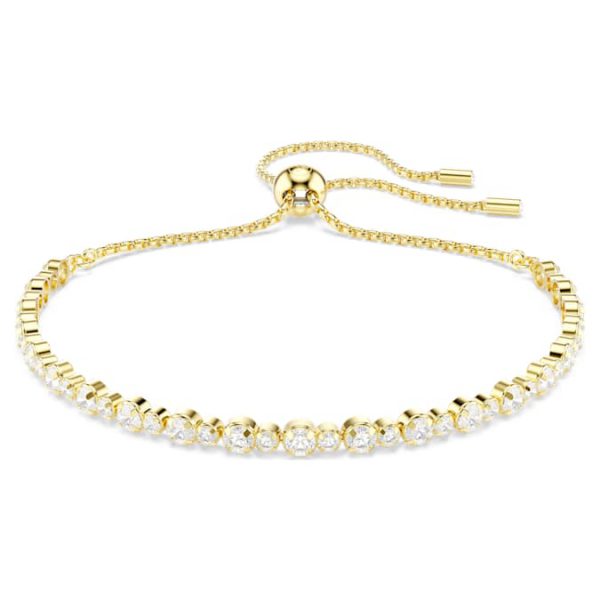 Matrix Tennis bracelet Round cut, White, Gold-tone plated - Image 2