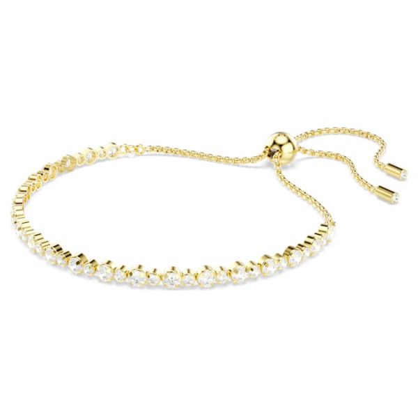 Matrix Tennis bracelet Round cut, White, Gold-tone plated - Image 3