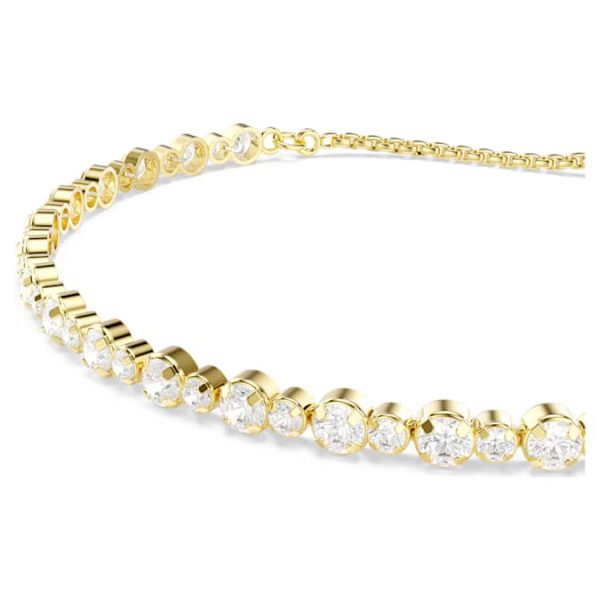 Matrix Tennis bracelet Round cut, White, Gold-tone plated - Image 5