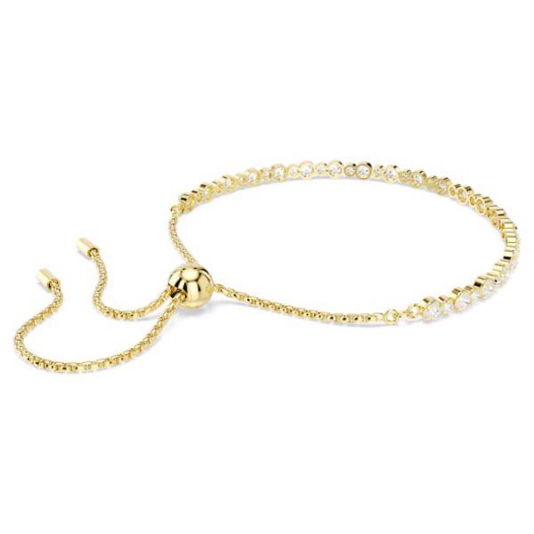 Matrix Tennis bracelet Round cut, White, Gold-tone plated - Image 6