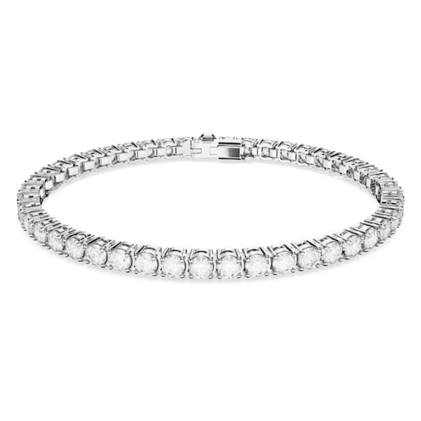 Matrix Tennis bracelet Round cut, White, Rhodium plated - Image 2