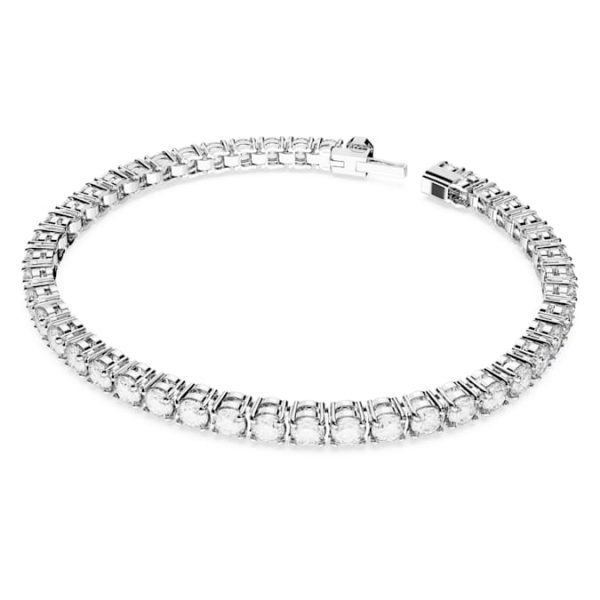 Matrix Tennis bracelet Round cut, White, Rhodium plated - Image 3