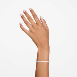 Matrix Tennis bracelet Round cut, White, Rhodium plated