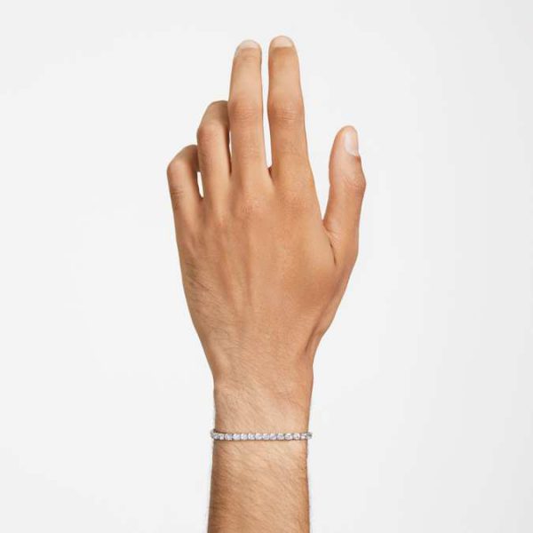 Matrix Tennis bracelet Round cut, White, Rhodium plated - Image 6