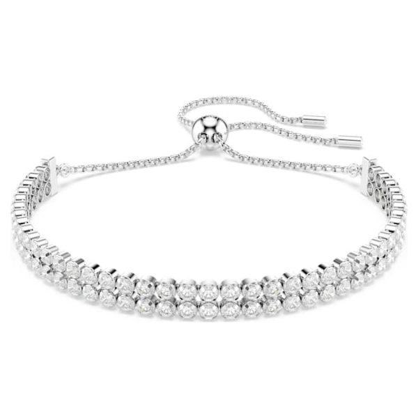 Matrix Tennis bracelet Round cut, White, Rhodium plated - Image 2