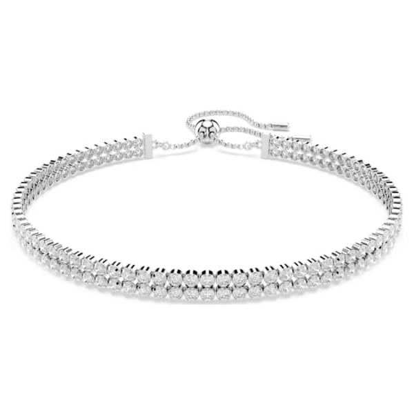 Matrix Tennis bracelet Round cut, White, Rhodium plated - Image 7
