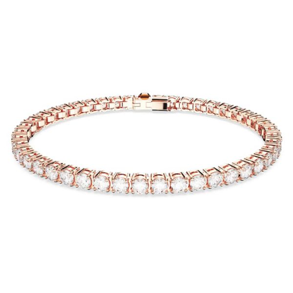 Matrix Tennis bracelet Round cut, White, Rose gold-tone plated - Image 2