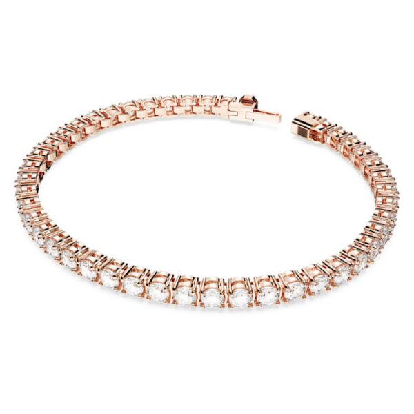 Matrix Tennis bracelet Round cut, White, Rose gold-tone plated - Image 3