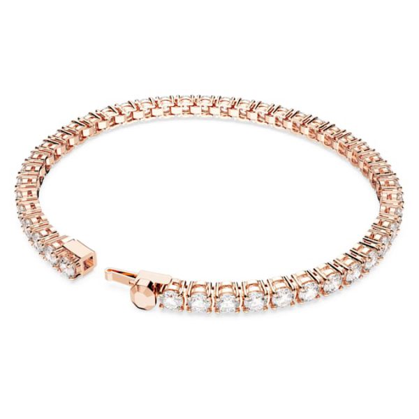 Matrix Tennis bracelet Round cut, White, Rose gold-tone plated - Image 5
