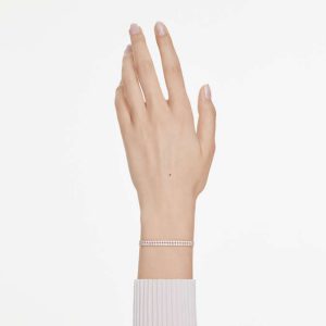 Matrix Tennis bracelet Round cut, White, Rose gold-tone plated