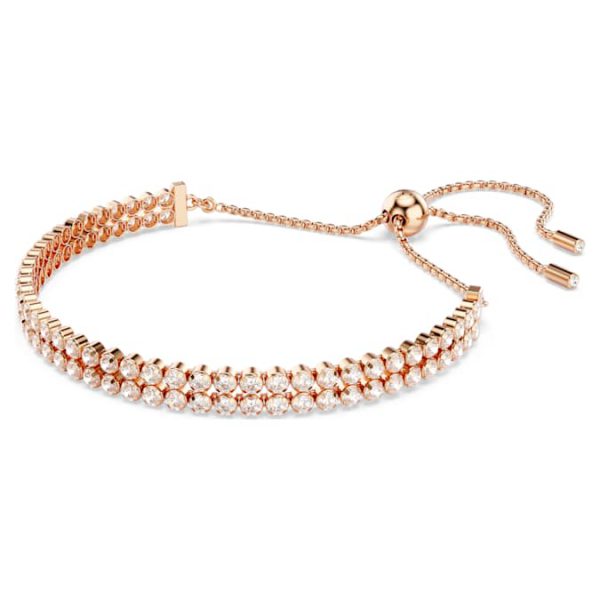 Matrix Tennis bracelet Round cut, White, Rose gold-tone plated - Image 3
