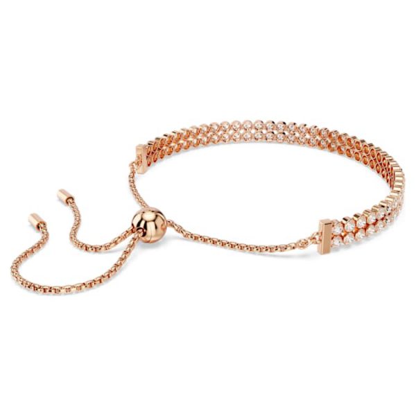 Matrix Tennis bracelet Round cut, White, Rose gold-tone plated - Image 6
