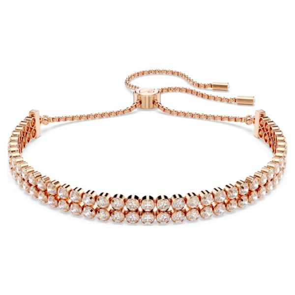 Matrix Tennis bracelet Round cut, White, Rose gold-tone plated - Image 8