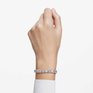Matrix Tennis bracelet White, Rhodium plated