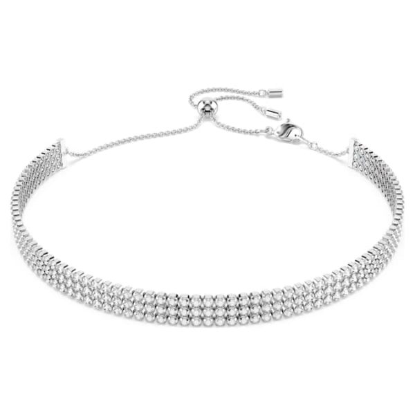 Matrix Tennis choker Round cut, White, Rhodium plated - Image 2