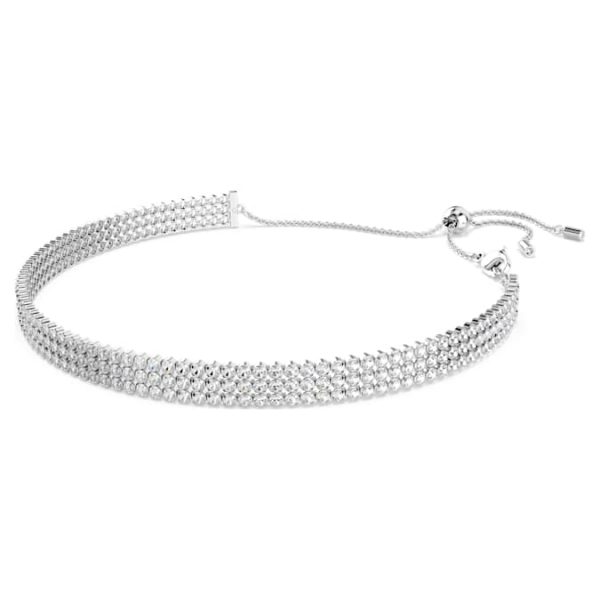 Matrix Tennis choker Round cut, White, Rhodium plated - Image 3