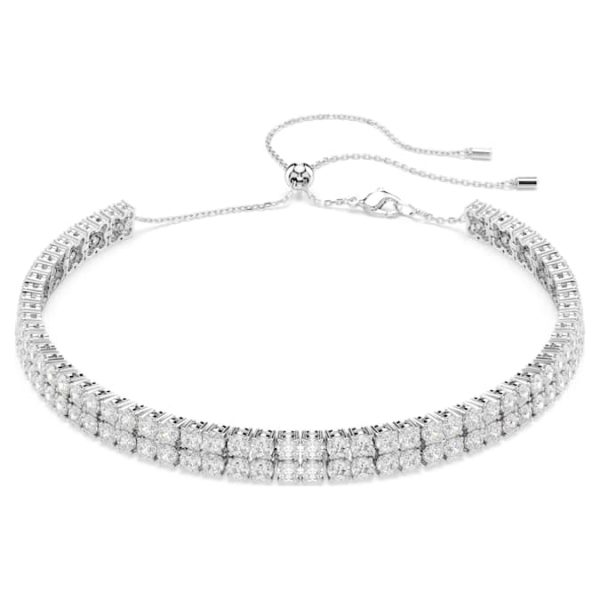 Matrix Tennis choker Round cut, White, Rhodium plated - Image 2