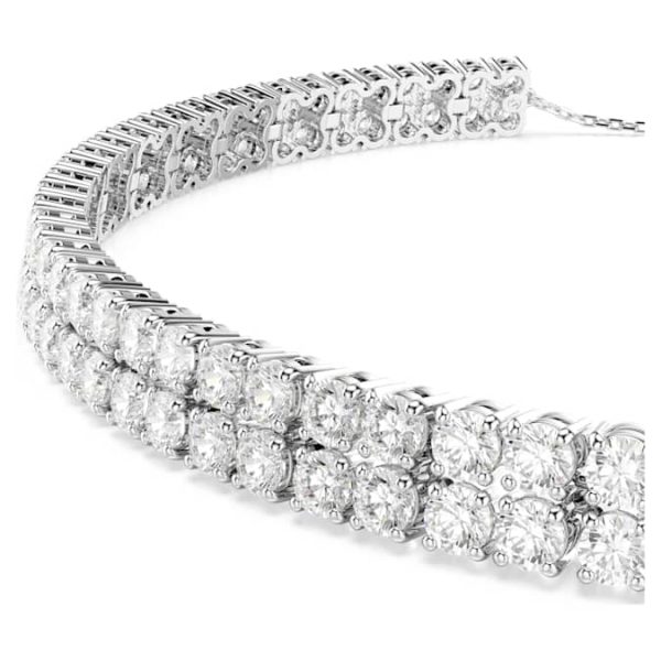 Matrix Tennis choker Round cut, White, Rhodium plated - Image 5