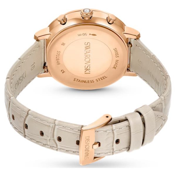 Matrix tennis chrono watch Swiss Made, Leather strap, Beige, Rose gold-tone finish - Image 3
