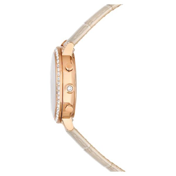 Matrix tennis chrono watch Swiss Made, Leather strap, Beige, Rose gold-tone finish - Image 6