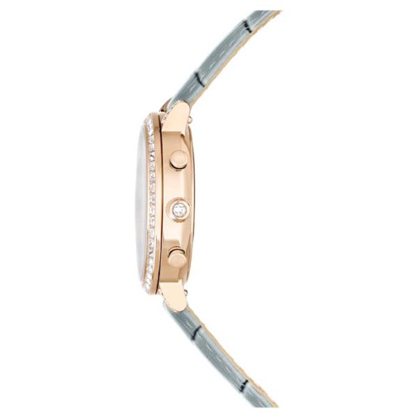 Matrix tennis chrono watch Swiss Made, Leather strap, Gray, Champagne gold-tone finish - Image 6