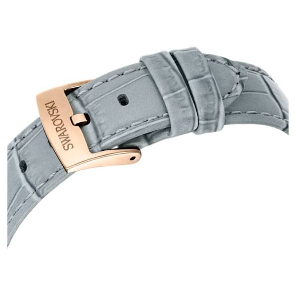 Matrix tennis chrono watch Swiss Made, Leather strap, Gray, Champagne gold-tone finish - Image 7