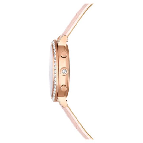 Matrix tennis chrono watch Swiss Made, Leather strap, Pink, Rose gold-tone finish - Image 7