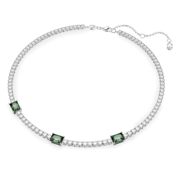 Matrix Tennis necklace Mixed cuts, Green, Rhodium plated - Image 3