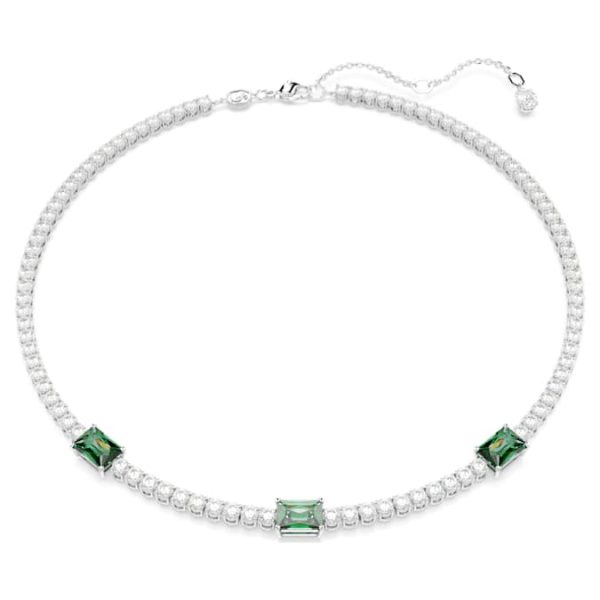 Matrix Tennis necklace Mixed cuts, Green, Rhodium plated - Image 7