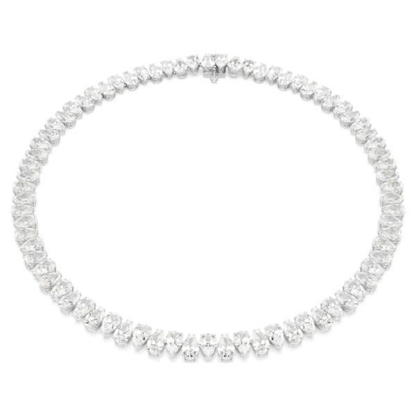 Matrix Tennis necklace Pear cut, White, Rhodium plated - Image 2