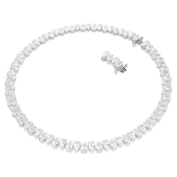 Matrix Tennis necklace Pear cut, White, Rhodium plated - Image 3