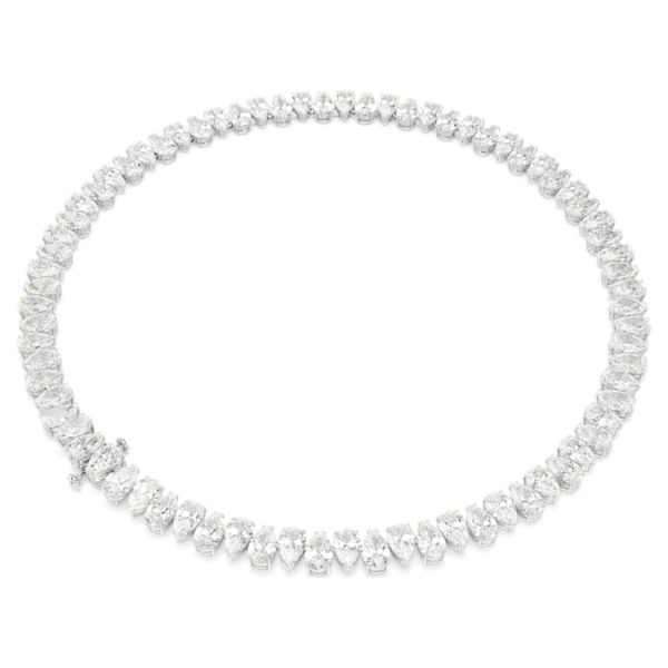 Matrix Tennis necklace Pear cut, White, Rhodium plated - Image 5