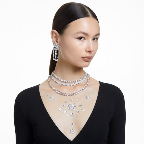 Matrix Tennis necklace Pear cut, White, Rhodium plated - Image 8