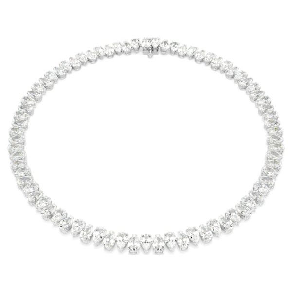 Matrix Tennis necklace Pear cut, White, Rhodium plated - Image 9