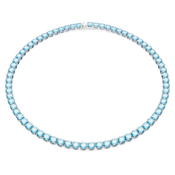Matrix Tennis necklace Round cut, Medium, Blue, Rhodium plated - Image 2