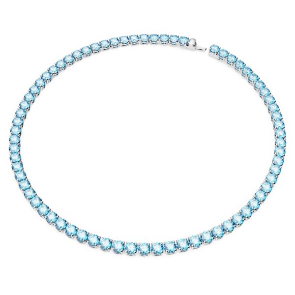 Matrix Tennis necklace Round cut, Medium, Blue, Rhodium plated - Image 3