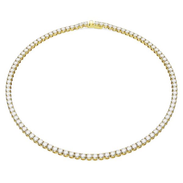 Matrix Tennis necklace Round cut, White, Gold-tone plated - Image 2