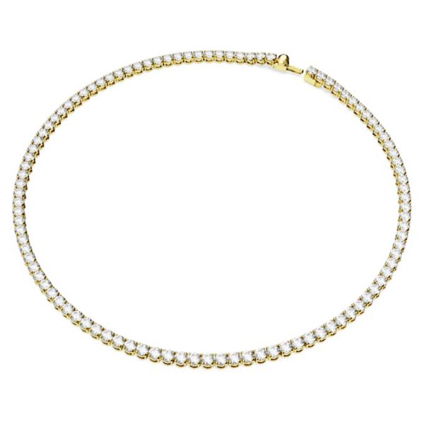 Matrix Tennis necklace Round cut, White, Gold-tone plated - Image 3